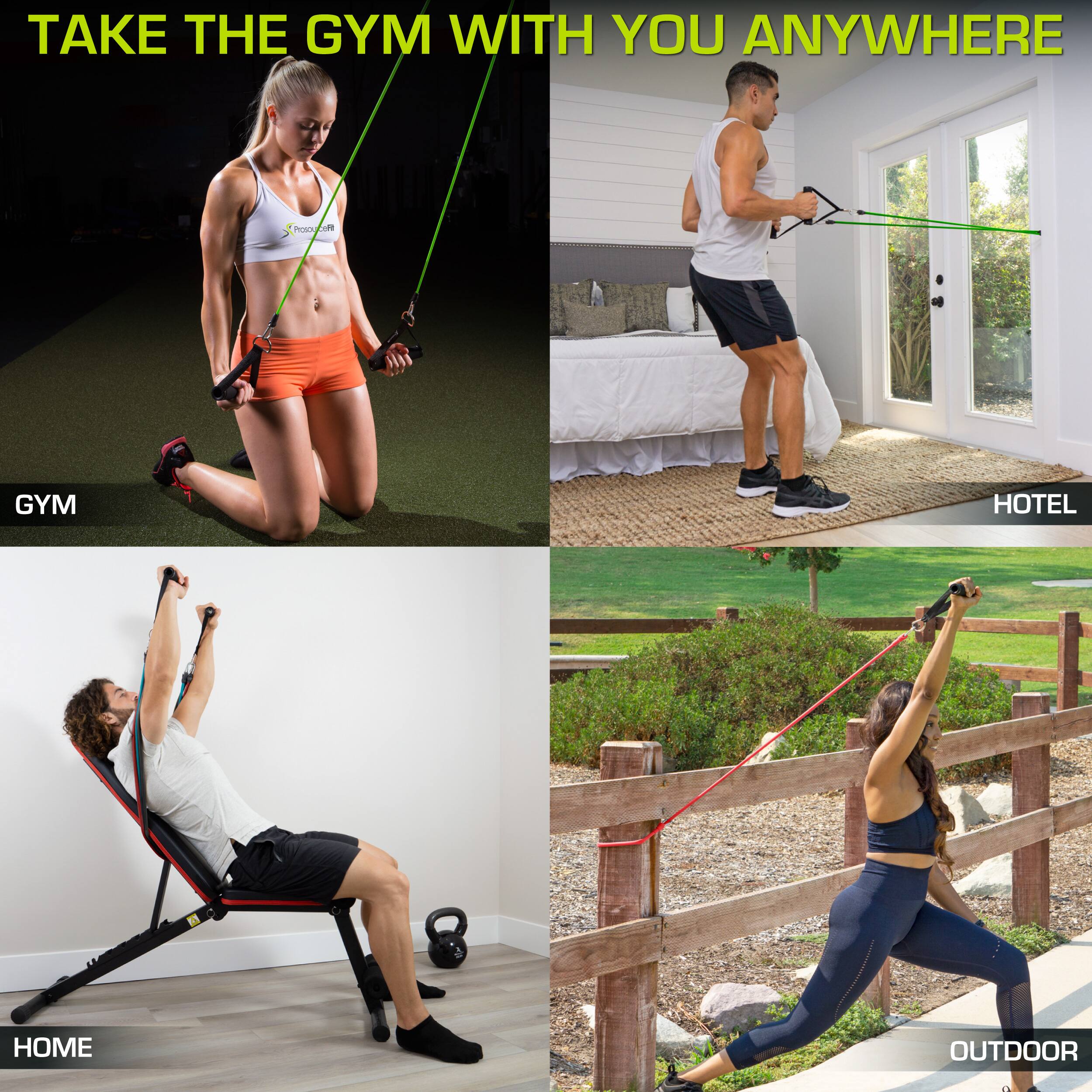 TAKE THE GYM WITH YOU ANYWHERE ProoycoR Peun e GYM HOTEL HOME OUTDOOR