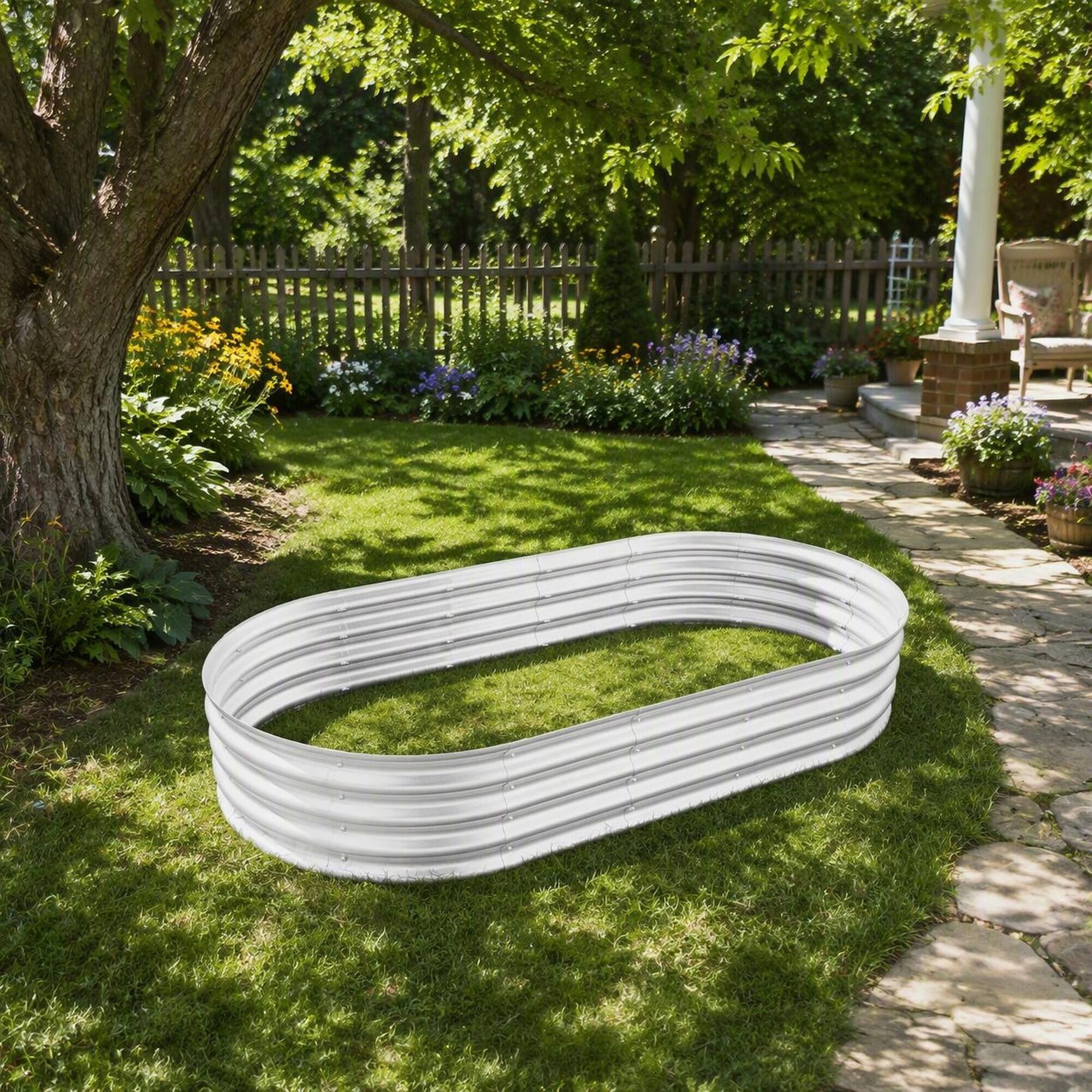 Alt View 2. RYHNUYNE - 2 Pack Raised Garden Bed Kit 6x3x1ft Galvanized Steel Planter Box for Vegetables Flowers Herbs Outdoor Heavy Duty - Silver.
