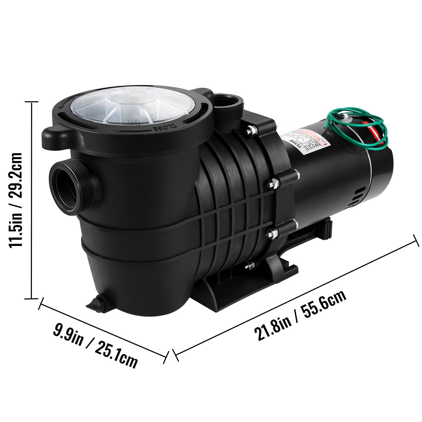 / / 29.2cm 11.5in  
CLOSE 9.9in / 25.1cm  
VEVOR DELLA I 55.6cm 21.8in