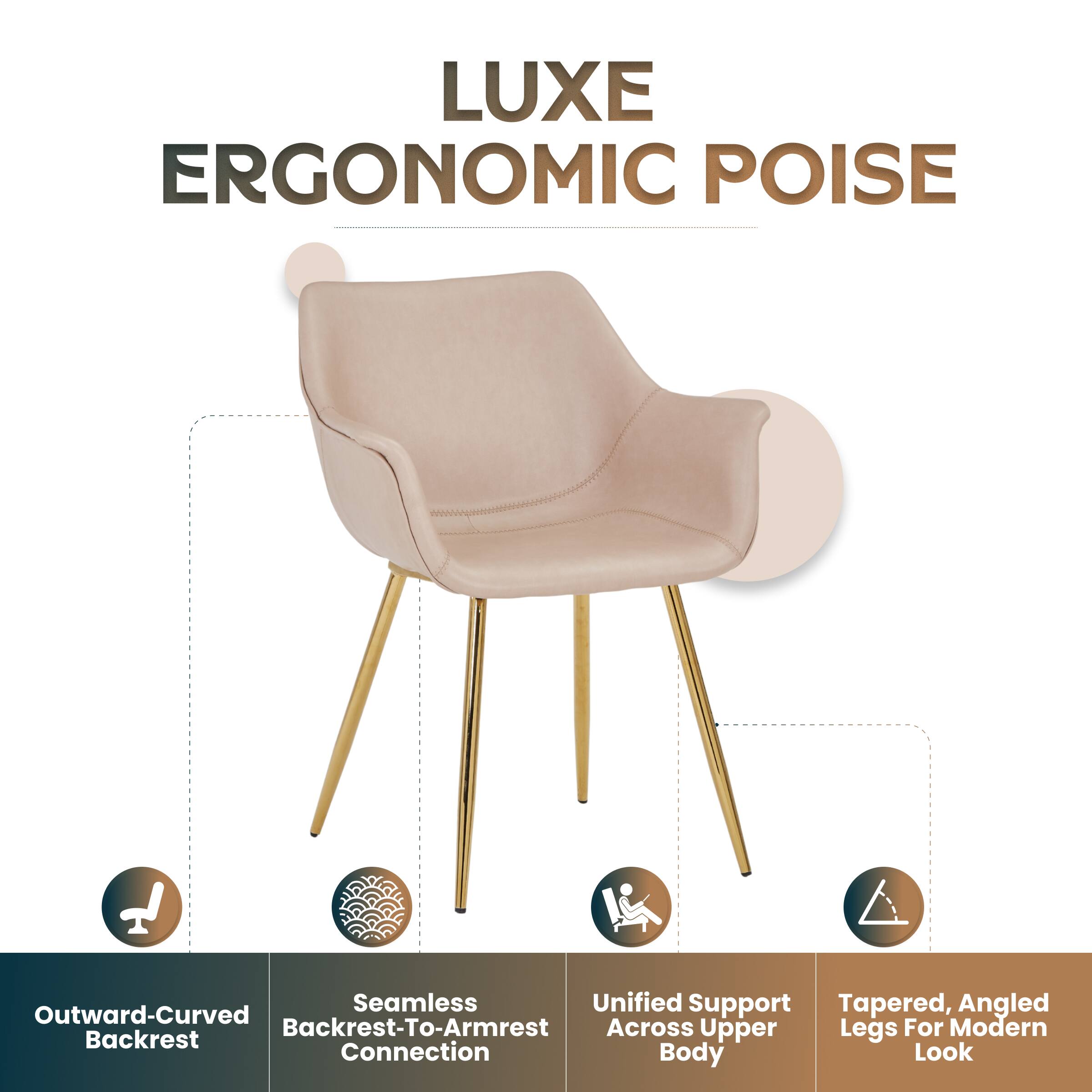 Luxe Ergonomic Poise I Seamless Unified Support Tapered, Angled Outward-Curved Backrest-To-Armrest Across Upper Legs For Modern Backrest Connection Body Look