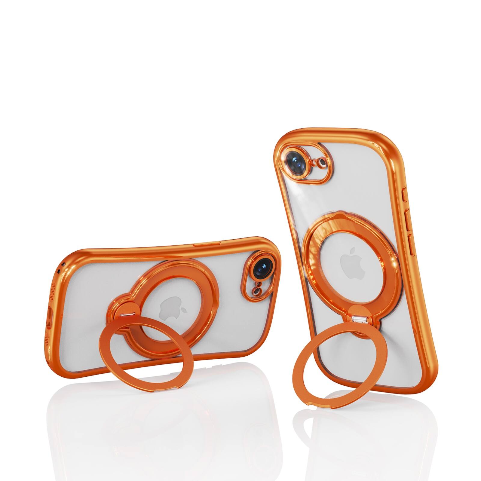 Alt View 1. Dteck - Magnetic Case for Apple iPhone 17e with 360 Ring Stand and Strap, Shockproof TPU Phone Cover Built-in Lens Protector - Orange.
