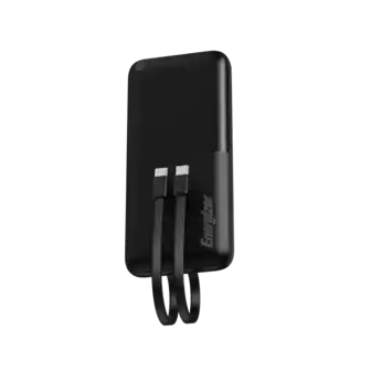 Front. Energizer - 10,000mAh 22.5W 4-Port Universal Fast Charging Power Bank/Portable Charger w/ 2 Built in PD USB-C Cables & LED Display - Black.