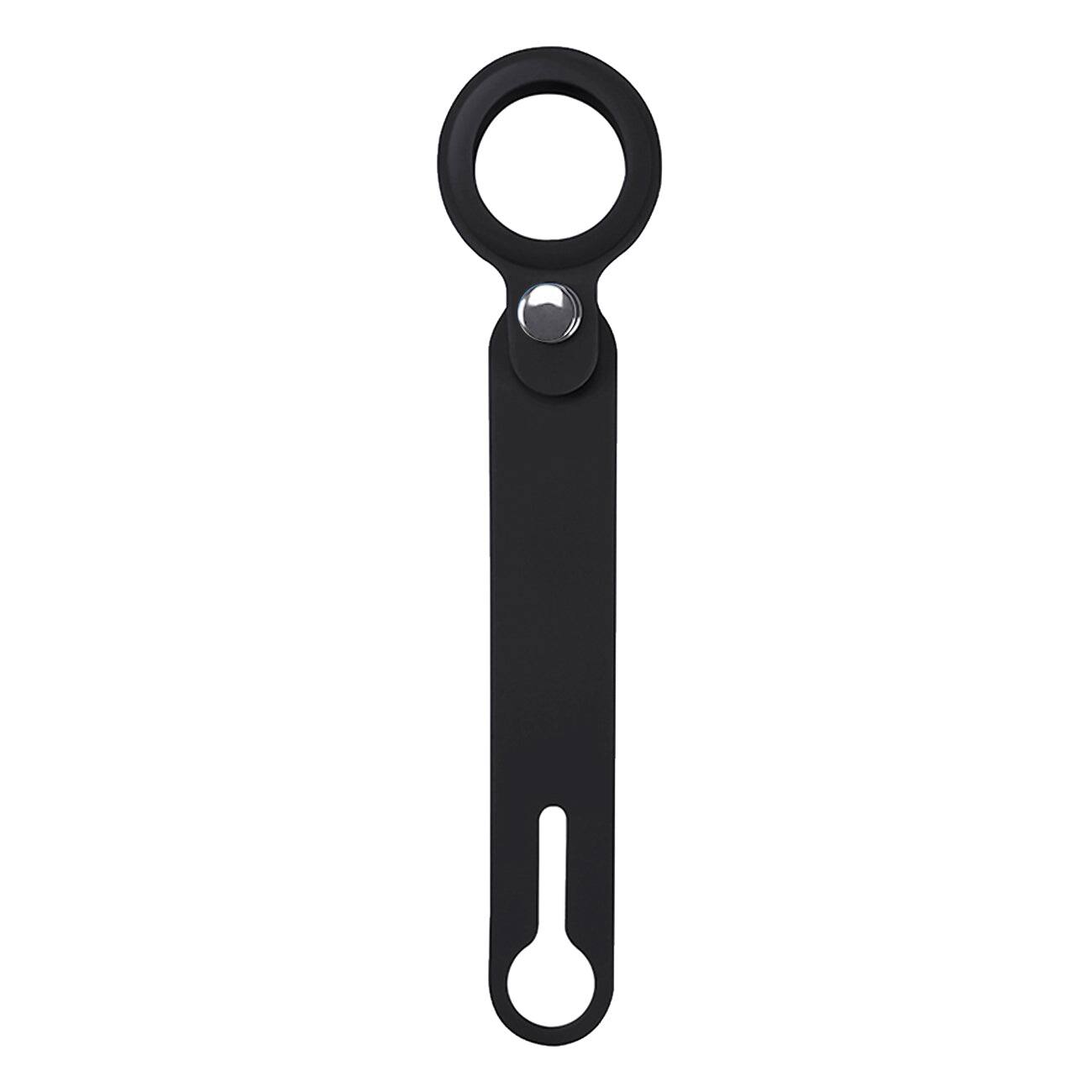 Front. Reiko - Silicone Case For Apple Airtag In Black - Black.