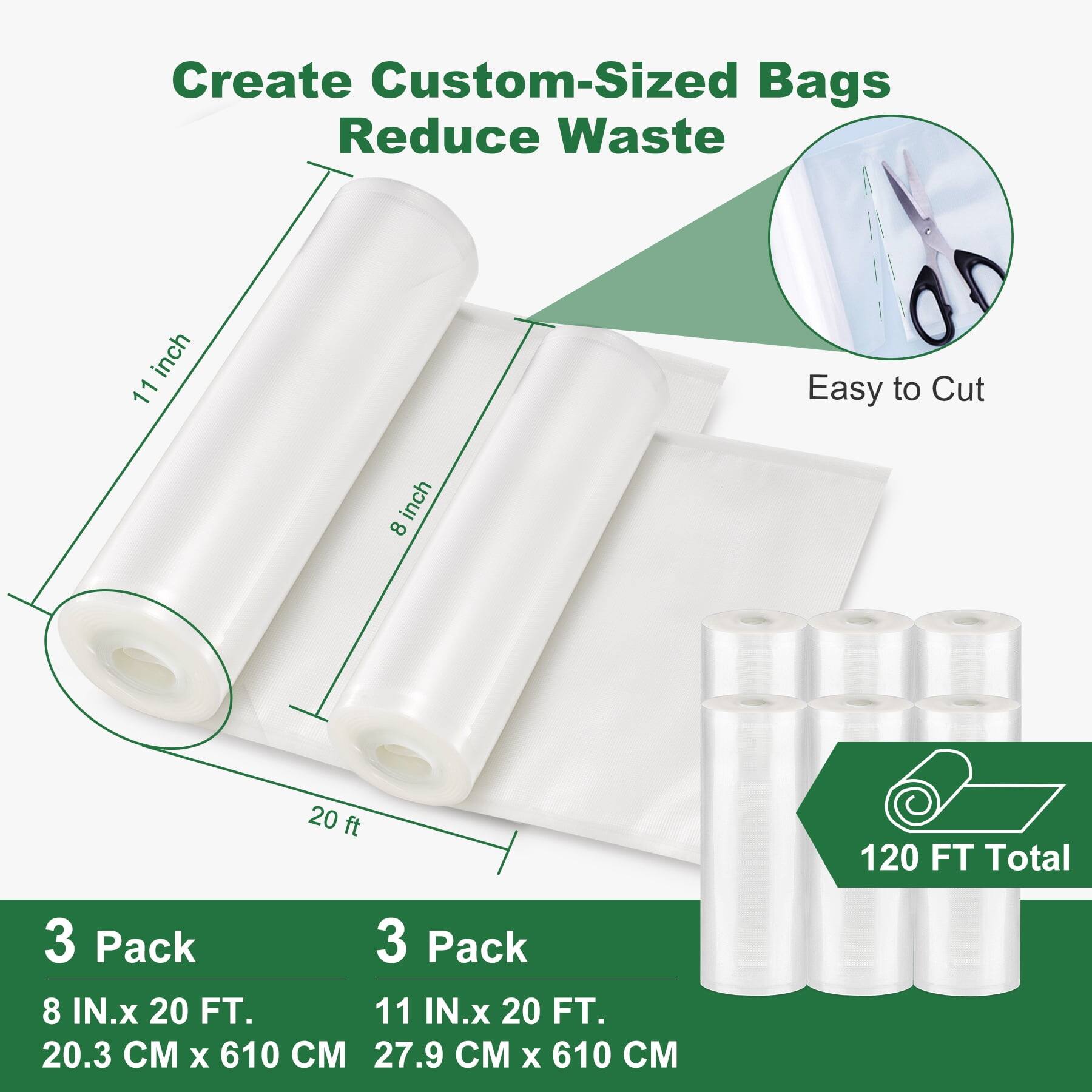 Create Custom-Sized Bags Reduce Waste

11 inch
Easy to Cut
8 inch
20 ft
120 FT Total

3 Pack
8 IN.x 20 FT.
20.3 CM x 610 CM

3 Pack
11 IN.x 20 FT.
27.9 CM x 610 CM