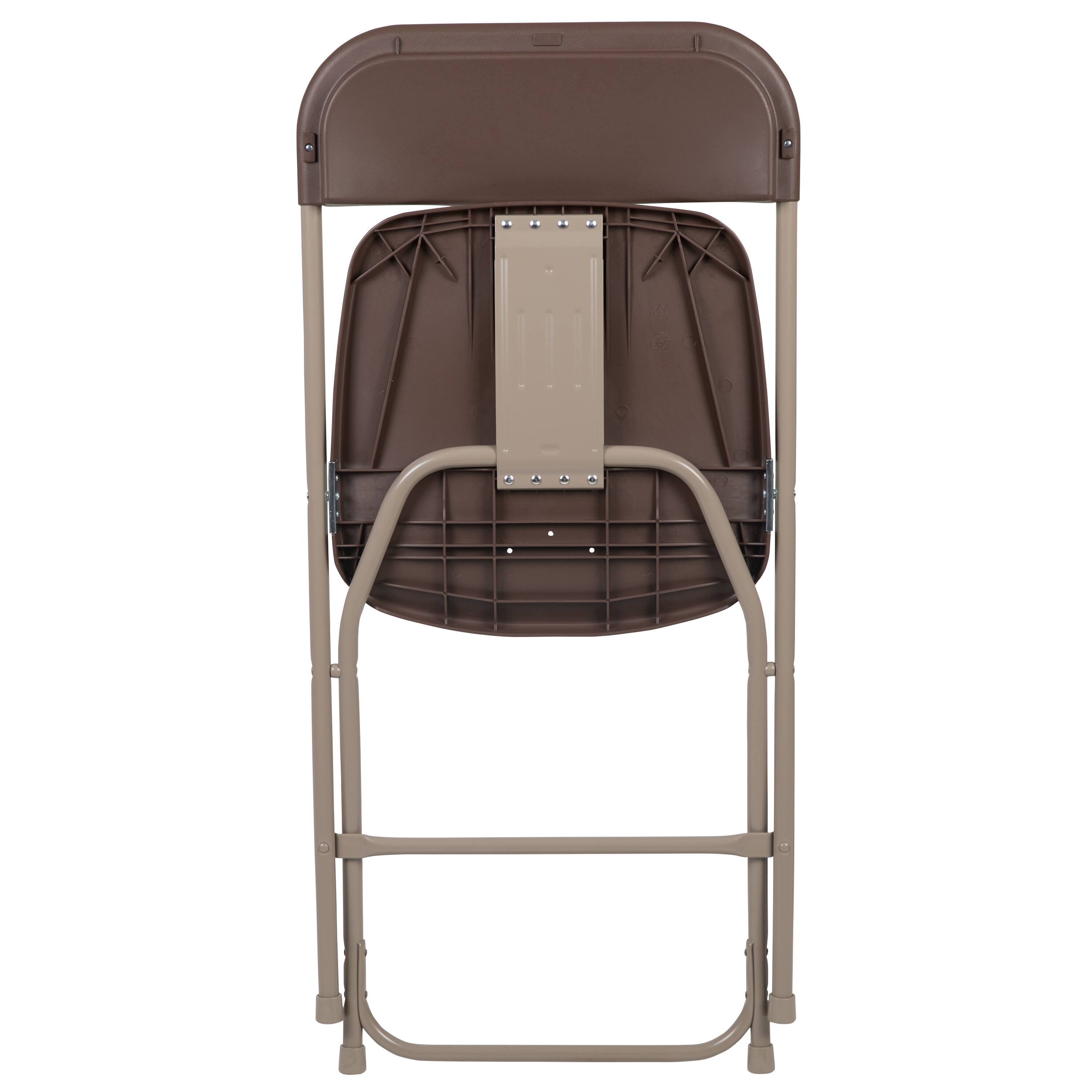 Alt View 8. Emma + Oliver - Set of 10 Stackable Folding Plastic Chairs - 650 LB Weight Capacity - Brown.