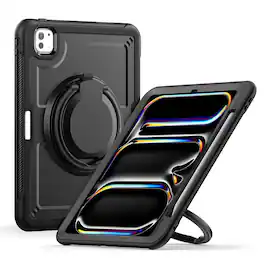 Dteck - Heavy Duty Shockproof Case for Apple iPad Pro (M5) 11" 2025/Pro 11-inch (M4) 2024,Rugged Stand Cover+Shoulder Strap - Black