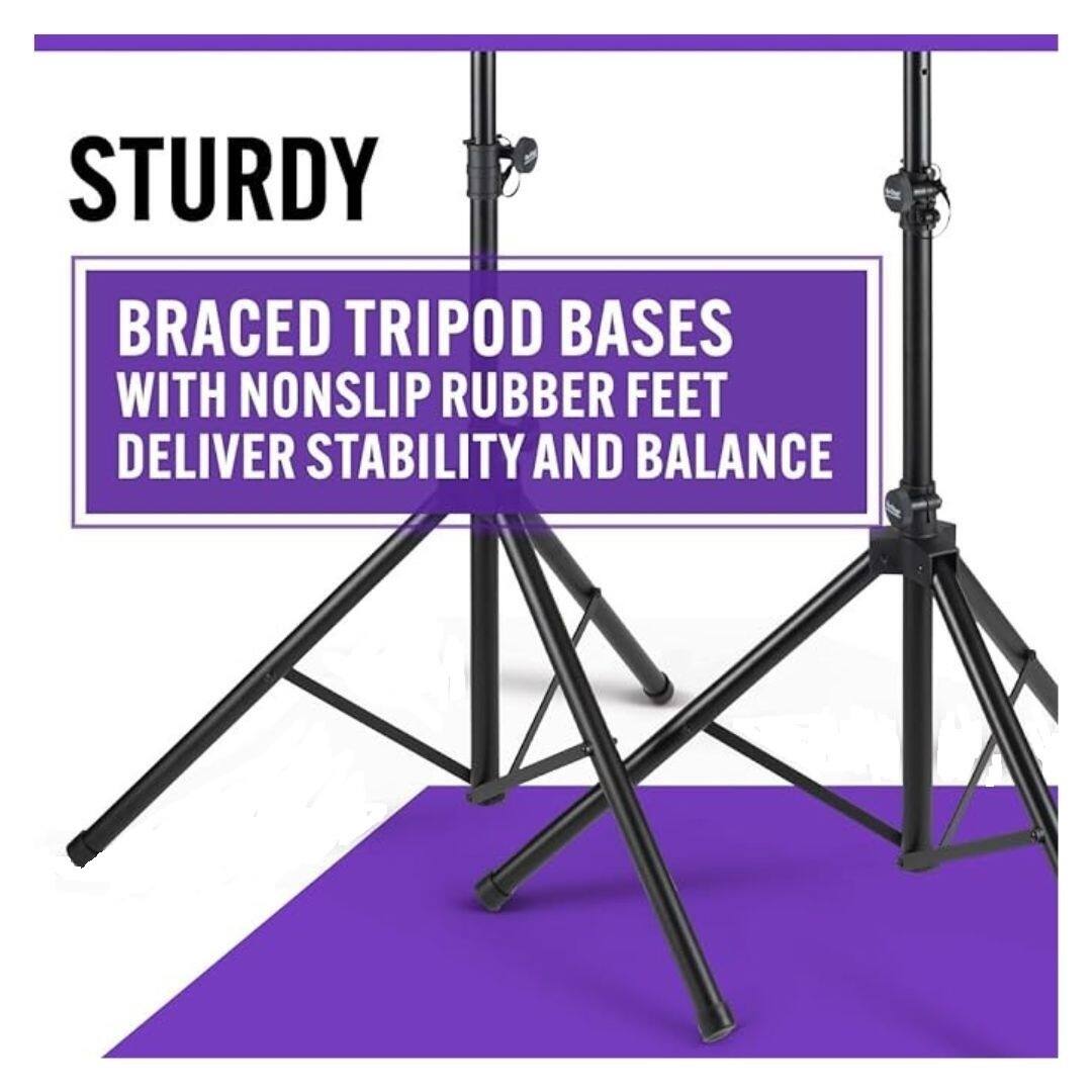 STURDY BRACED TRIPOD BASES WITH NONSLIP RUBBER FEET DELIVER STABILITY AND BALANCE