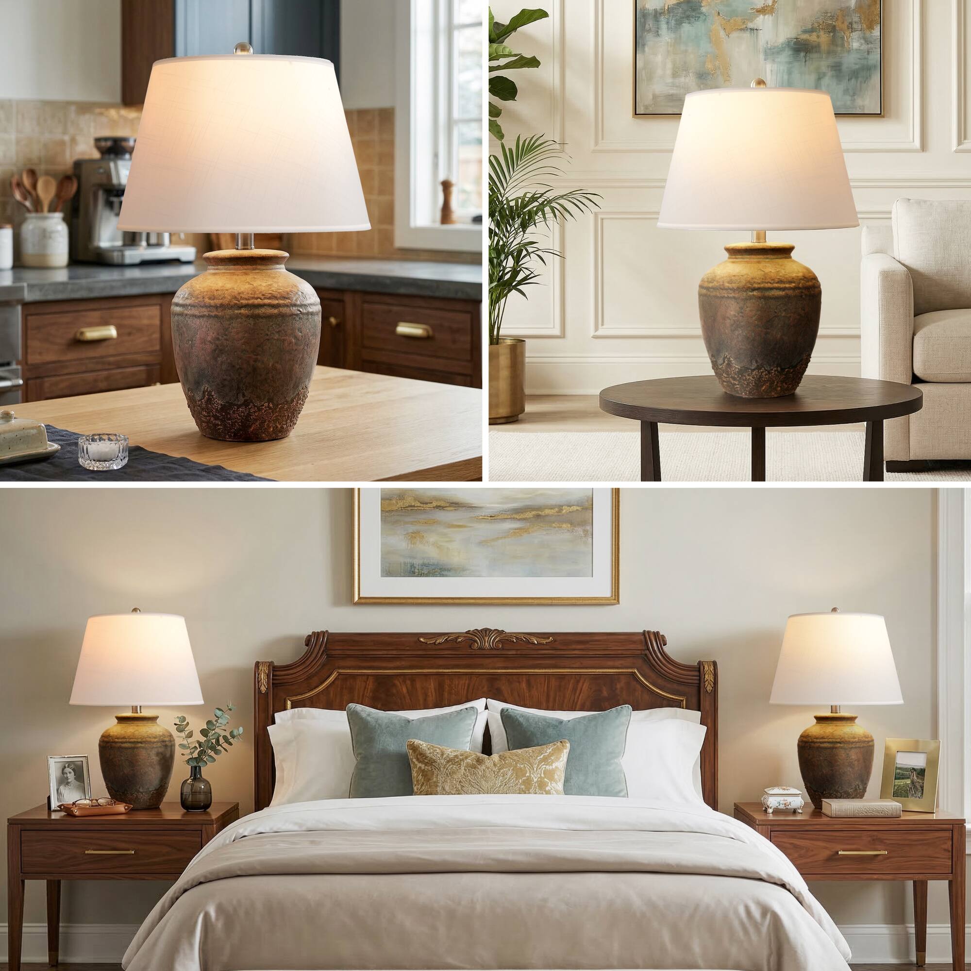 Alt View 3. partphoner - Rustic Ceramic Jar Table Lamp - Light Brown.