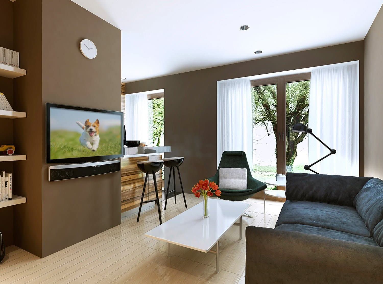 Alt View 3. Mount-It! - Universal Sound Bar Mount for Most TVs with VESA Compatibility and Heavy‑Duty Steel Bracket - Black.