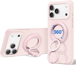 Syncwire - Magnetic Phone Ring Holder, for MagSafe Phone Grip Stand Kickstand, 360° Rotation, Double-Sided Magnet - Light Pink