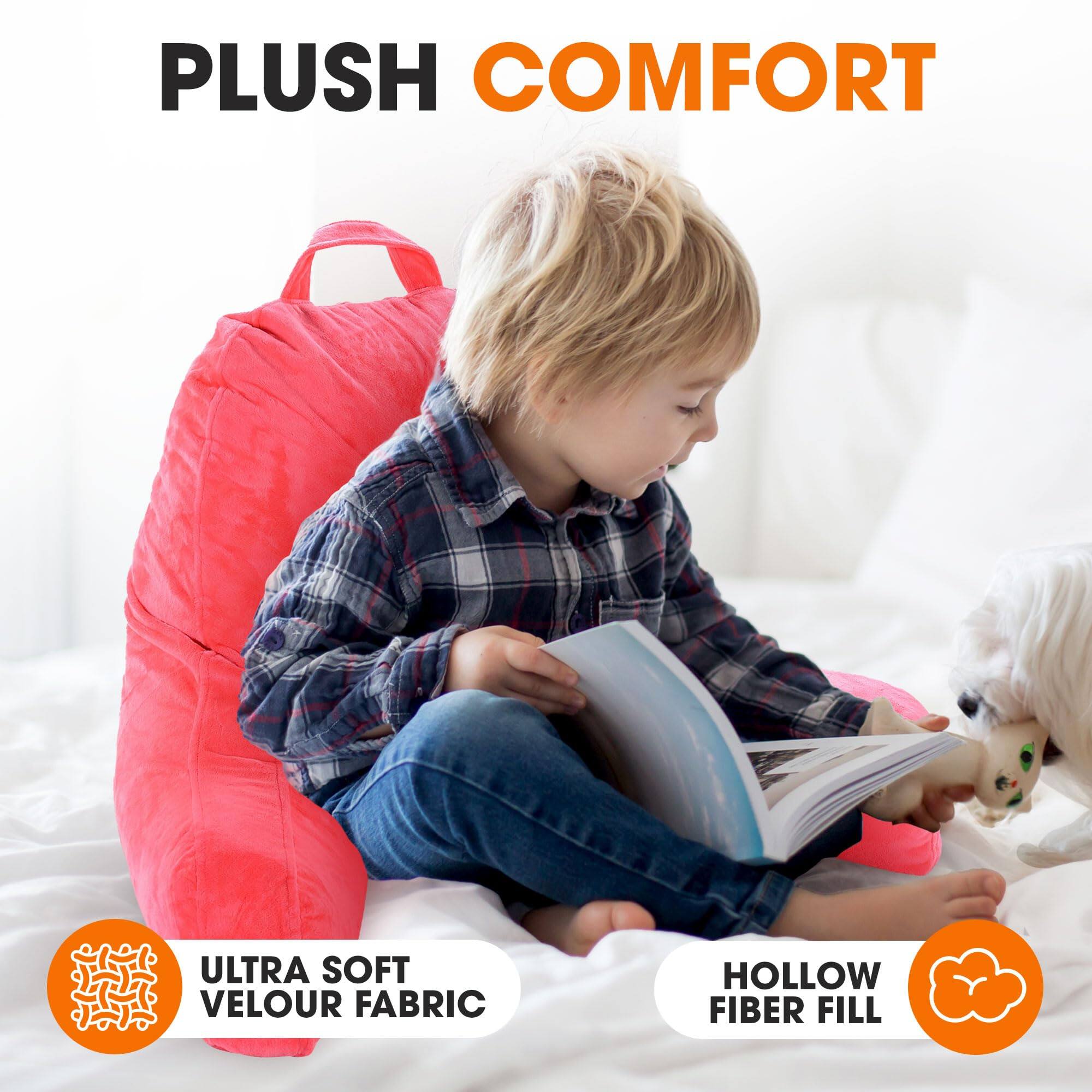 Cheer Collection Kids Size Reading and Gaming Pillow with Armrest Plush ...