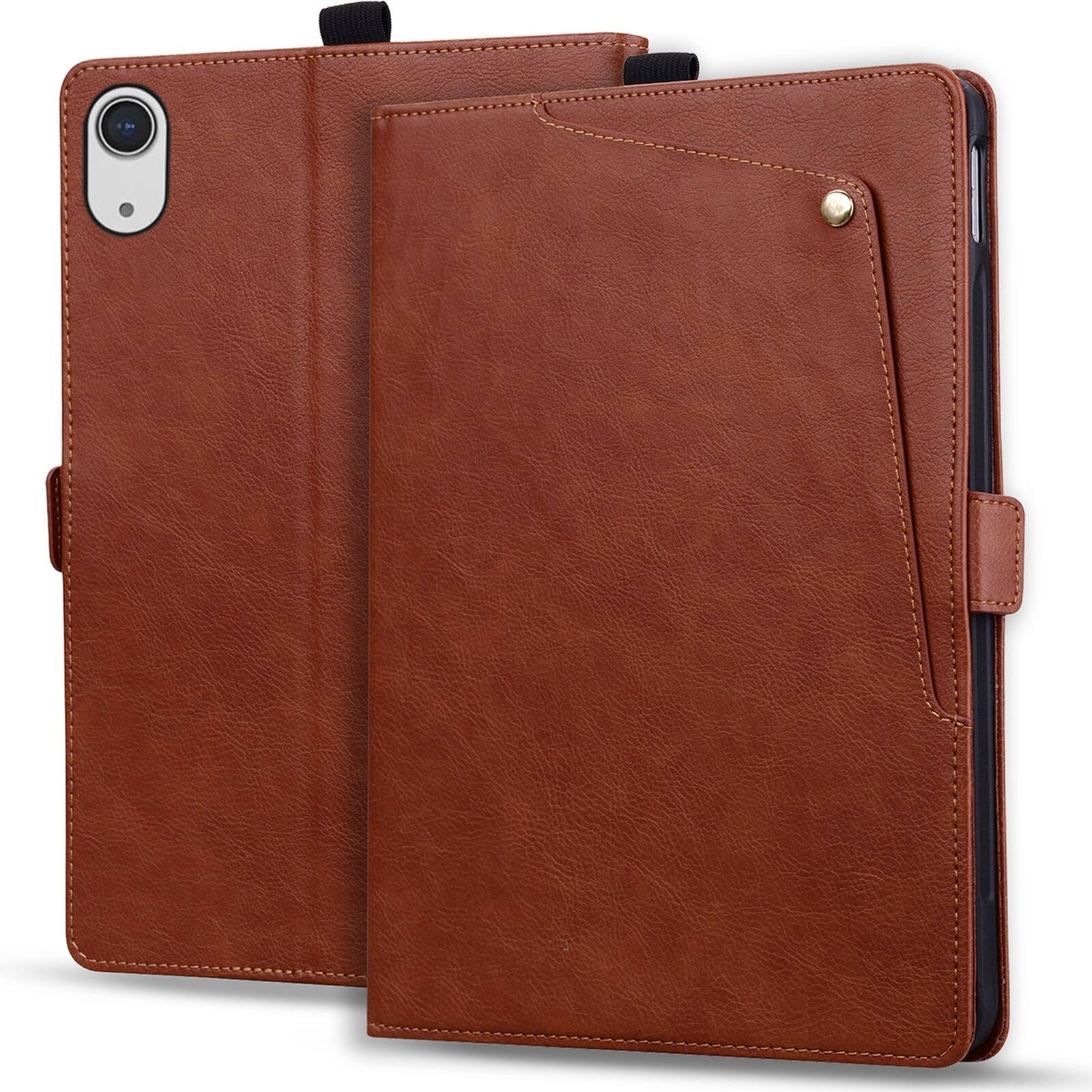 Alt View 7. Dteck - Case For Apple iPad mini (A17 Pro) 2024/iPad mini 6th Business Premiun Leather Folio Adjustable Stand Card Slots Cover - Brown.