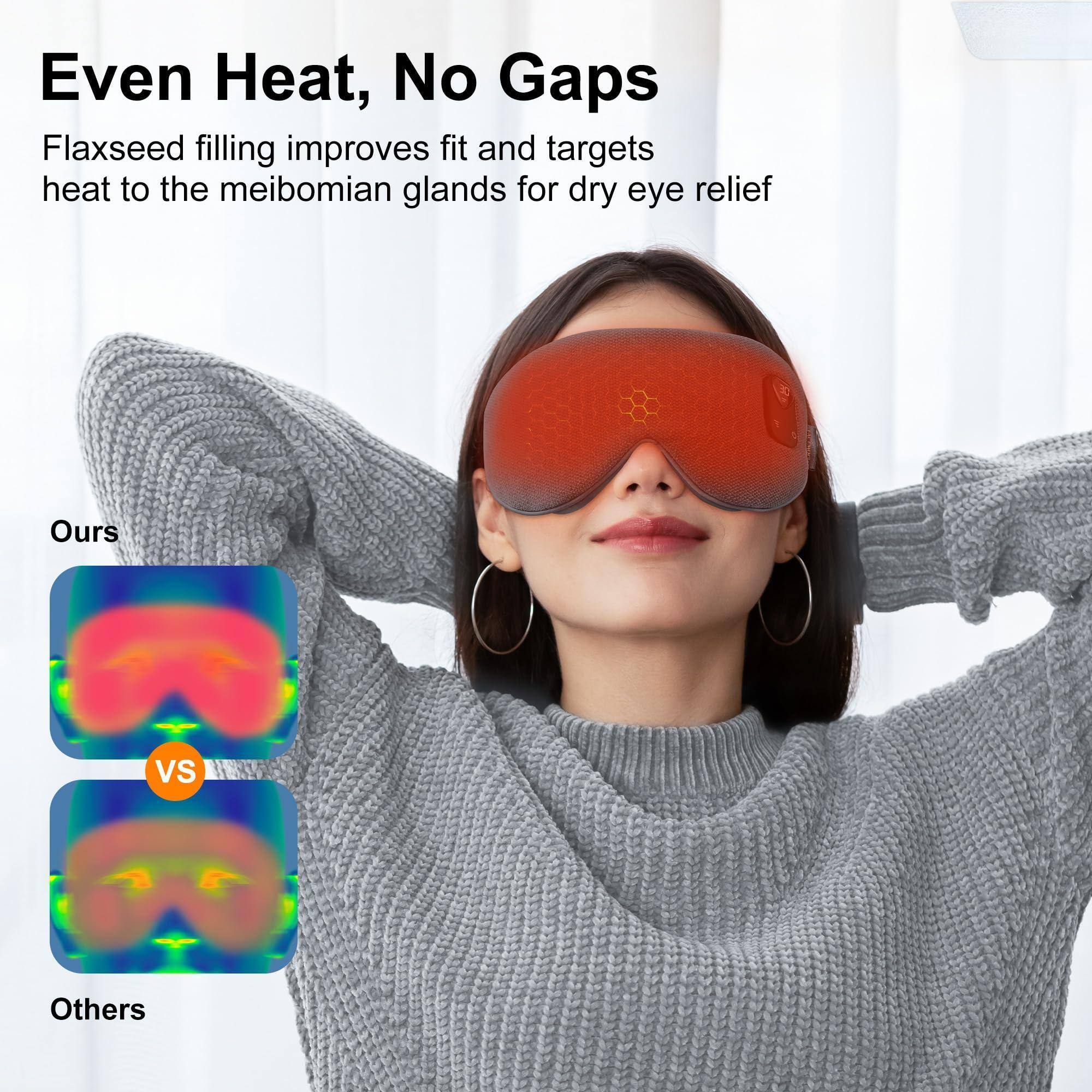 Even Heat, No Gaps

Flaxseed filling improves fit and targets heat to the meibomian glands for dry eye relief

Ours vs Others