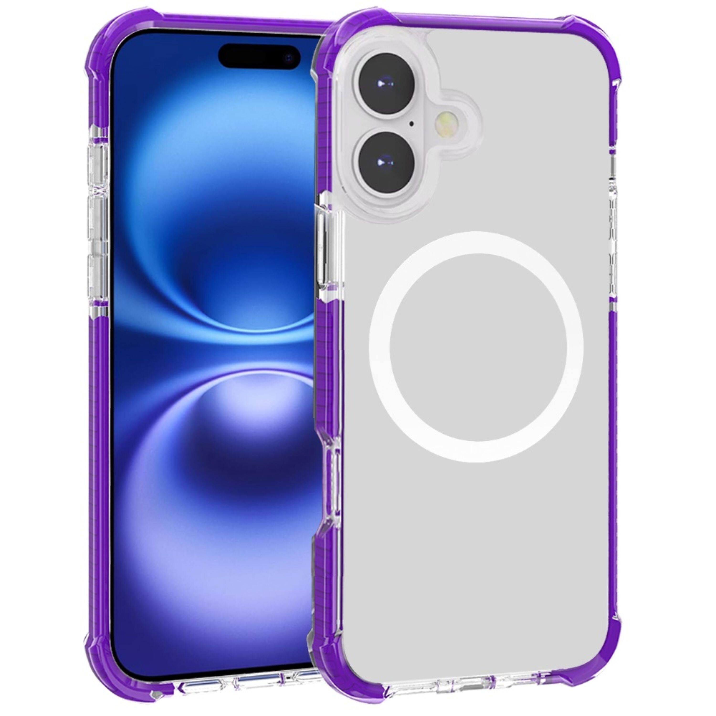Left. Kitcheniva - Magnetic Circle Acrylic ShockProof Cover Phone Case With Tempered Glass For iPhone 17 Purple - Purple.