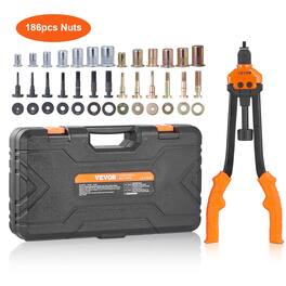VEVOR - 16" Rivet Nut Tool, Labor-Saving Rivnut Tool Kit with 13PCS Metric & SAE Mandrels, 186PCS Rivet Nuts - Orange