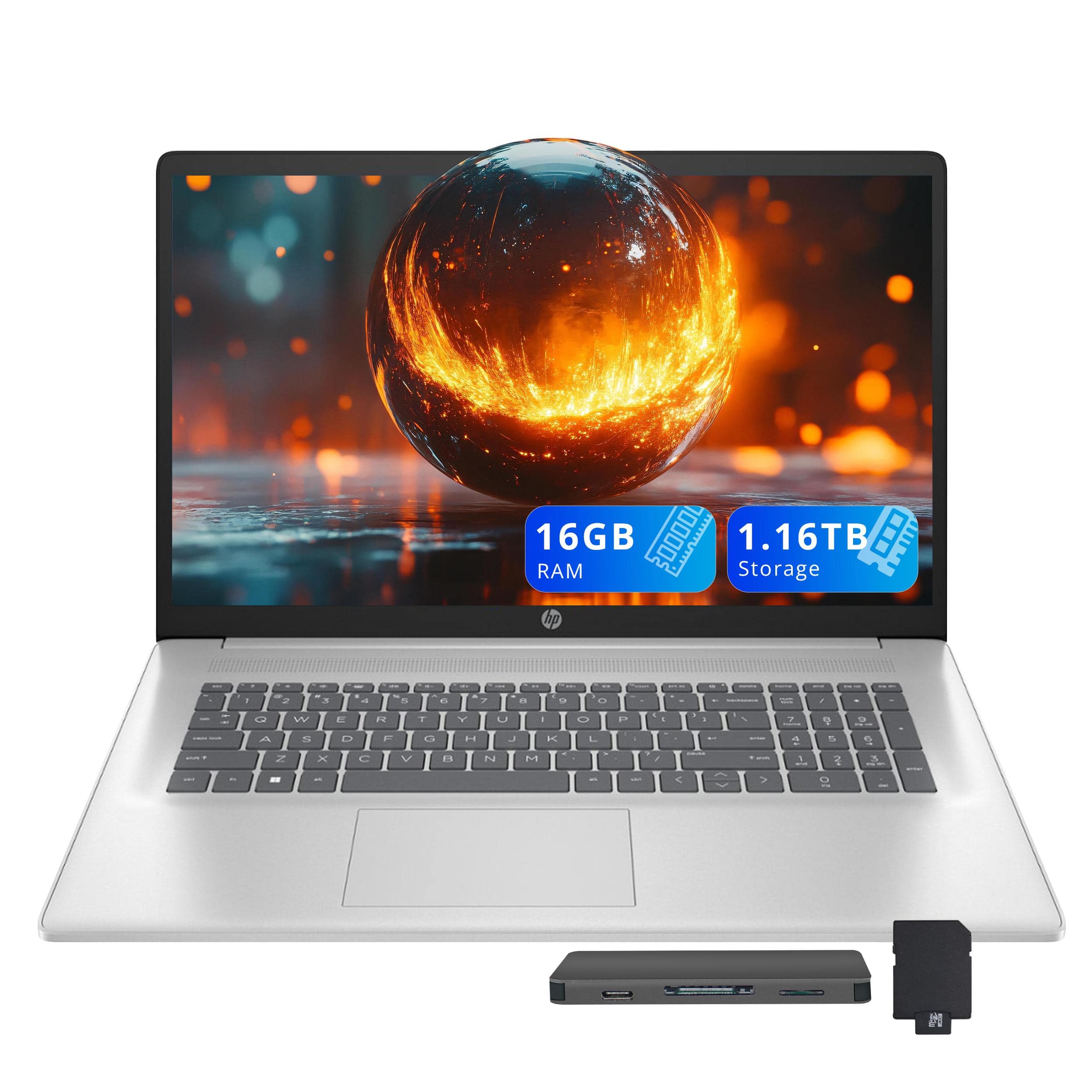 HP - 17.3" FHD IPS Laptop,16GB RAM,1TB SSD+160GB Docking Station Set,AMD Ryzen 5 7430U,AMD Radeon Graphics,Win 11 - Silver