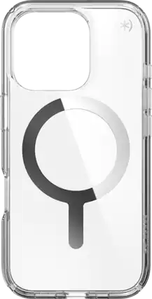 Front. Speck - Speck Presidio Perfect-Clear with Chrome MagSafe Case - iPhone 16 Pro - Clear.