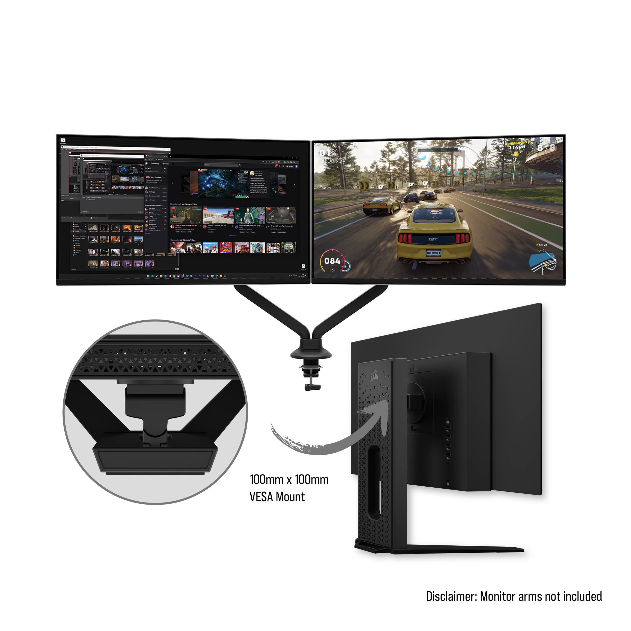 Alt View Zoom 27. CORSAIR - XENEON 27" OLED QHD FreeSync Premium and G-SYNC Compatible Gaming Monitor with HDR (HDMI, USB, DisplayPort) - Black.