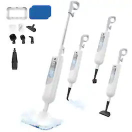 INSE - Steam Mop For Deep Cleaning , Lightweight Spin Mop with 2 Steam Level, Handheld Steam Cleaner Machine For Home - White