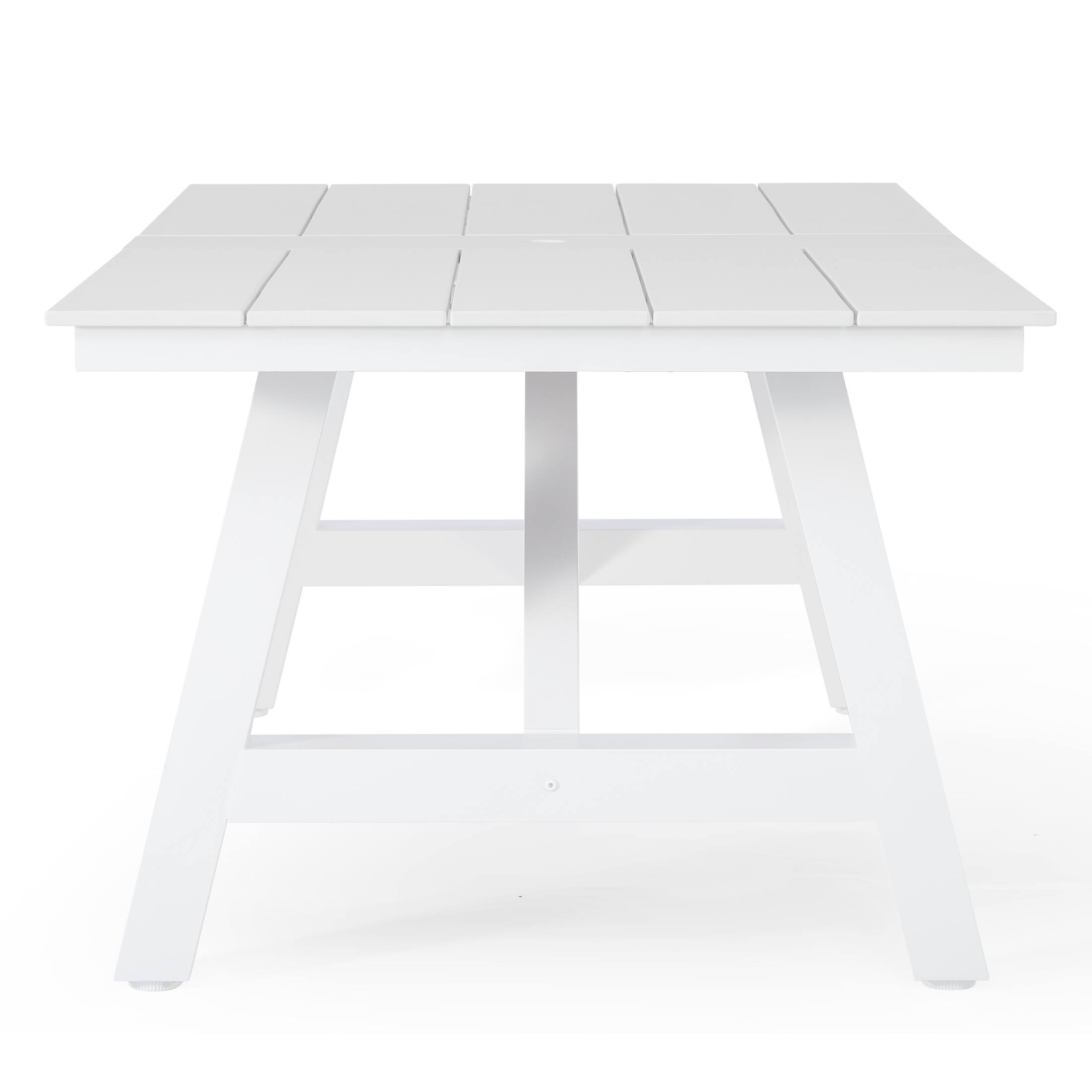 Alt View 2. WestinTrends - WestinTrends Cape May 90" HDPE Rectangle Outdoor Patio Dining Table With Umbrella Hole and Metal Frame - White.