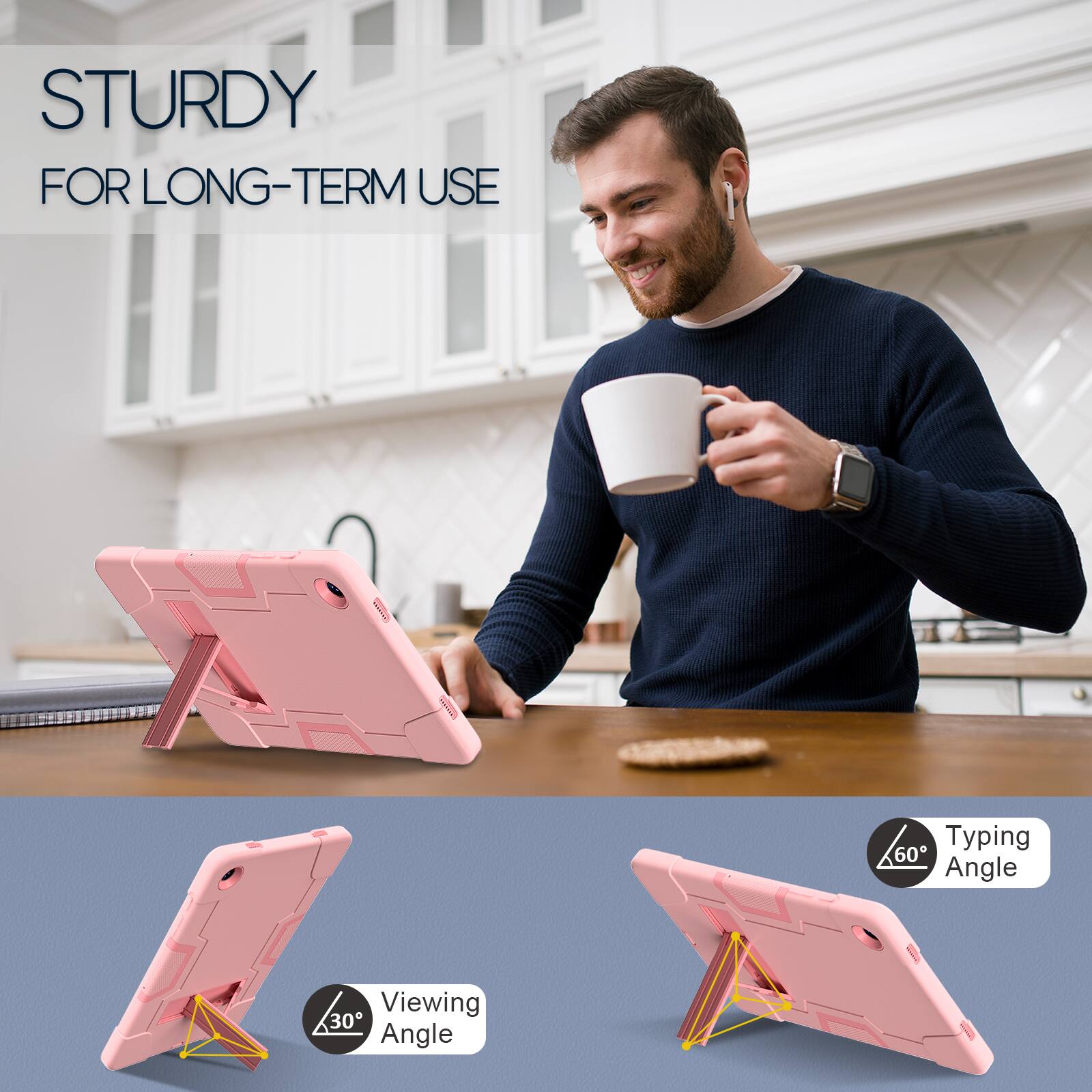 STURDY FOR LONG-TERM USE

Typing 60° Angle

Viewing 30° Angle