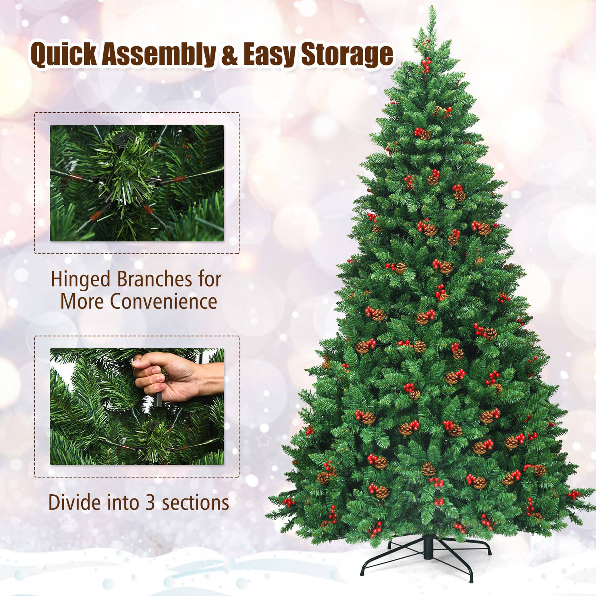 Quick Assembly & Easy Storage

Hinged Branches for More Convenience

Divide into 3 sections