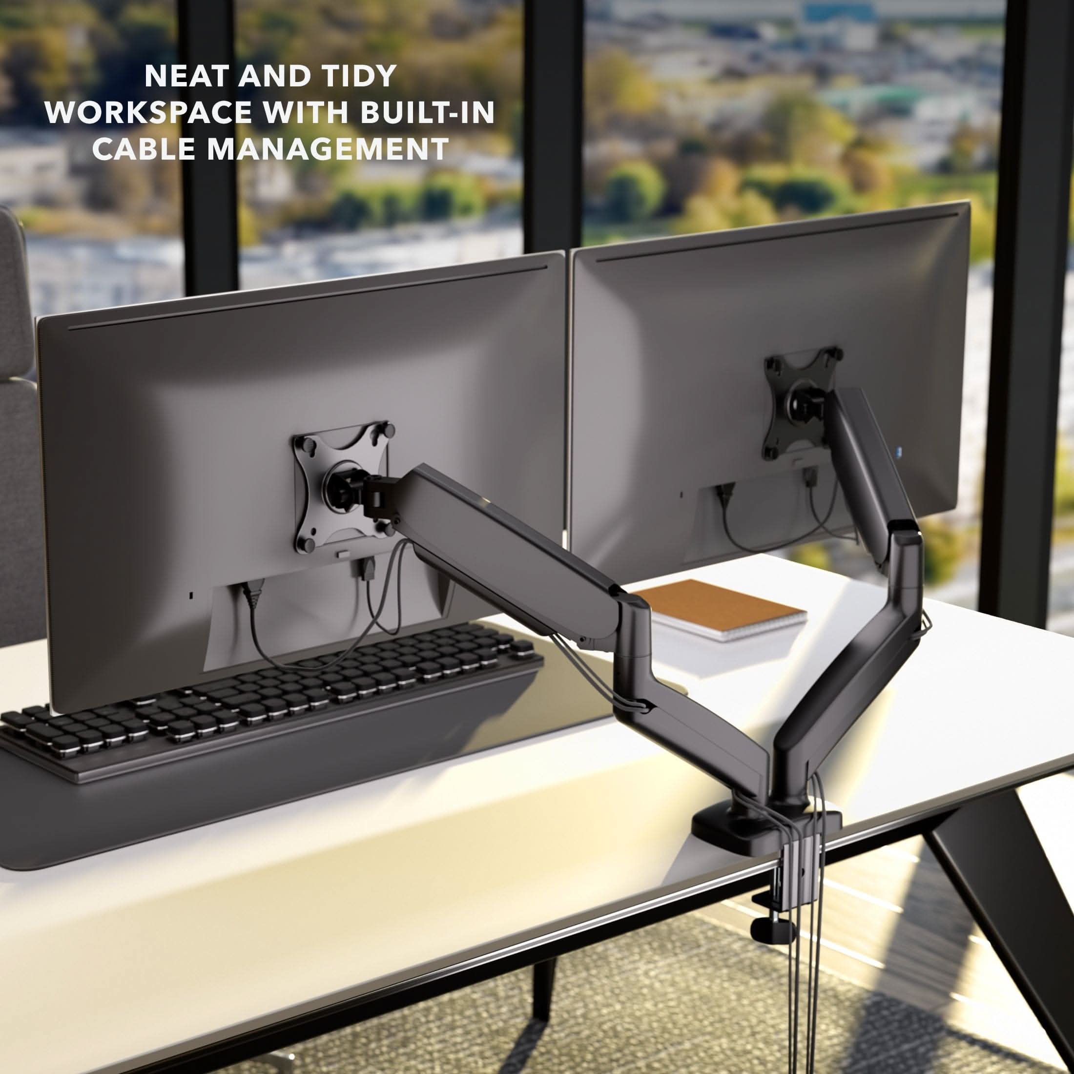 NEAT AND TIDY WORKSPACE WITH BUILT-IN CABLE MANAGEMENT