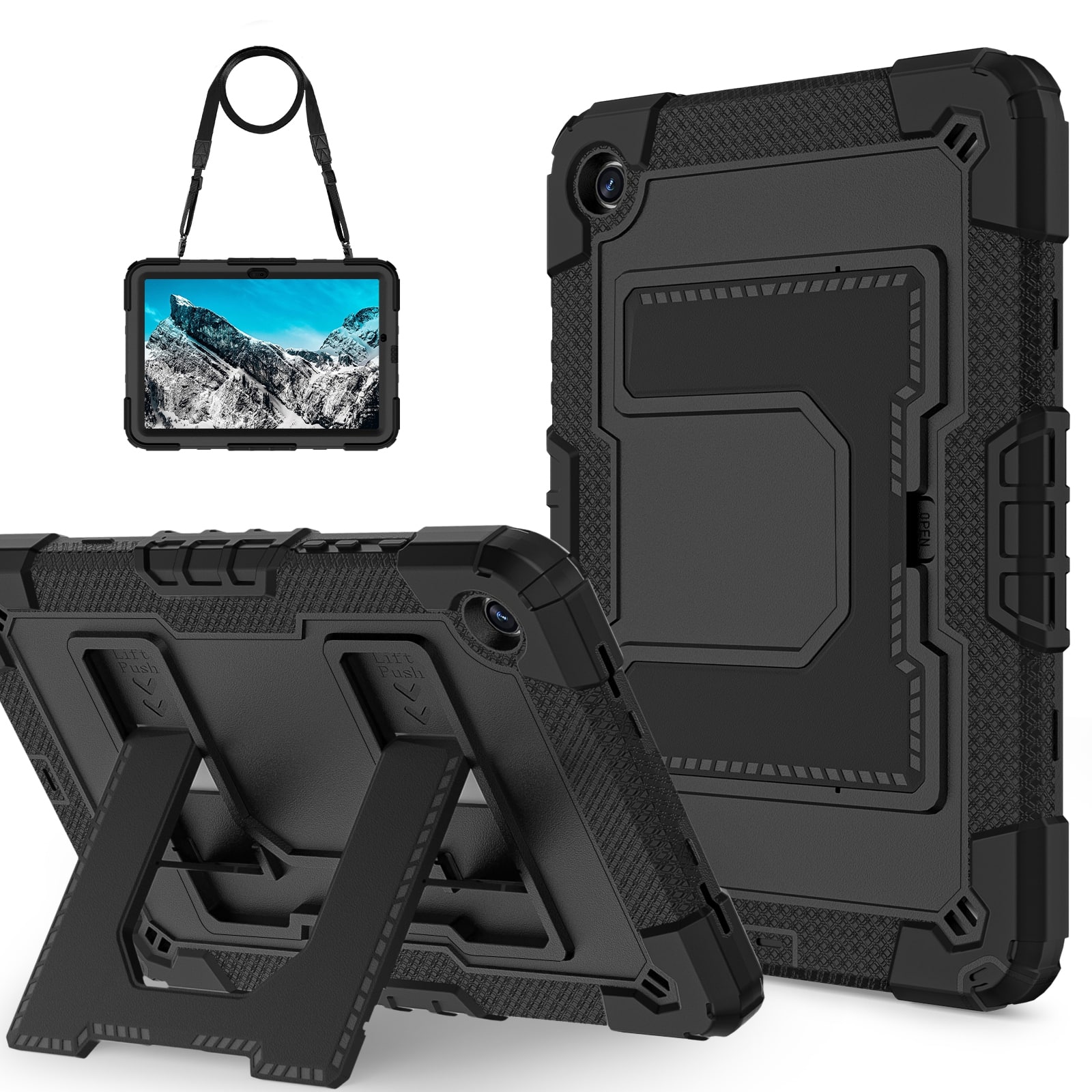 UUCOVER - Case for Samsung Galaxy Tab A9+ 11-inch 2023 (SM-X210/X215/X216/X218) Shockproof TPU+PC Stand Cover with Shoulder Strap - Black price history on PriceWatchPro