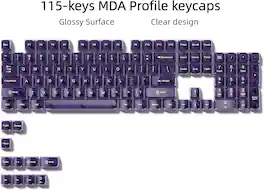 Womier - Clear keycaps,Transparent Crystal keycap Set,Shine Through MDA Profile for Cherry Mx Switches Mechanical Keyboard - Dark Purple