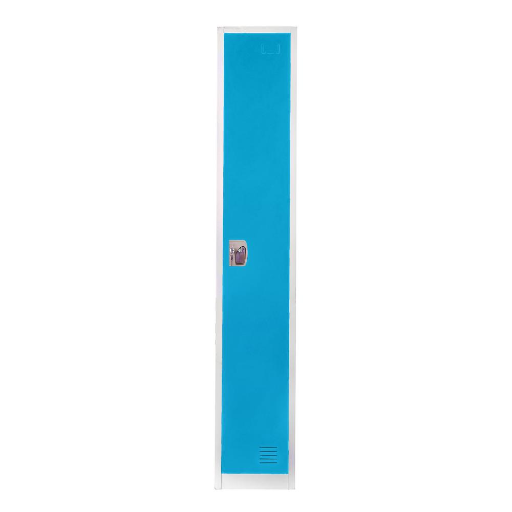 Left. AdirOffice - Storage Locker 629-Series 72" H 1-Tier Steel Key Lock 2-Shelf Locker with Key Lock - Blue.