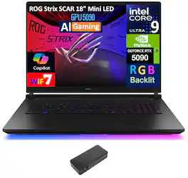 ROG Strix SCAR ASUS ROG Strix SCAR Laptop 18 WQXGA (Intel Ultra 9- 275HX, 64GB DDR5, Win 11 Pro) - Off Black