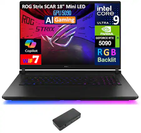 ROG Strix SCAR 18" Mini LED
GPU 5090
AI Gaming
intel CORE 9
NVIDIA GEFORCE RTX 5090
RGB Backlit
Copilot
Wi-Fi 7
ULTRA
GAMER
ROG STRIX