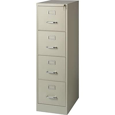 Front. Staples - Commercial 4-Drawer Vertical File Cabinet, Letter Size, Lockable, 51.97"H x 15"W x 22"D - Putty.