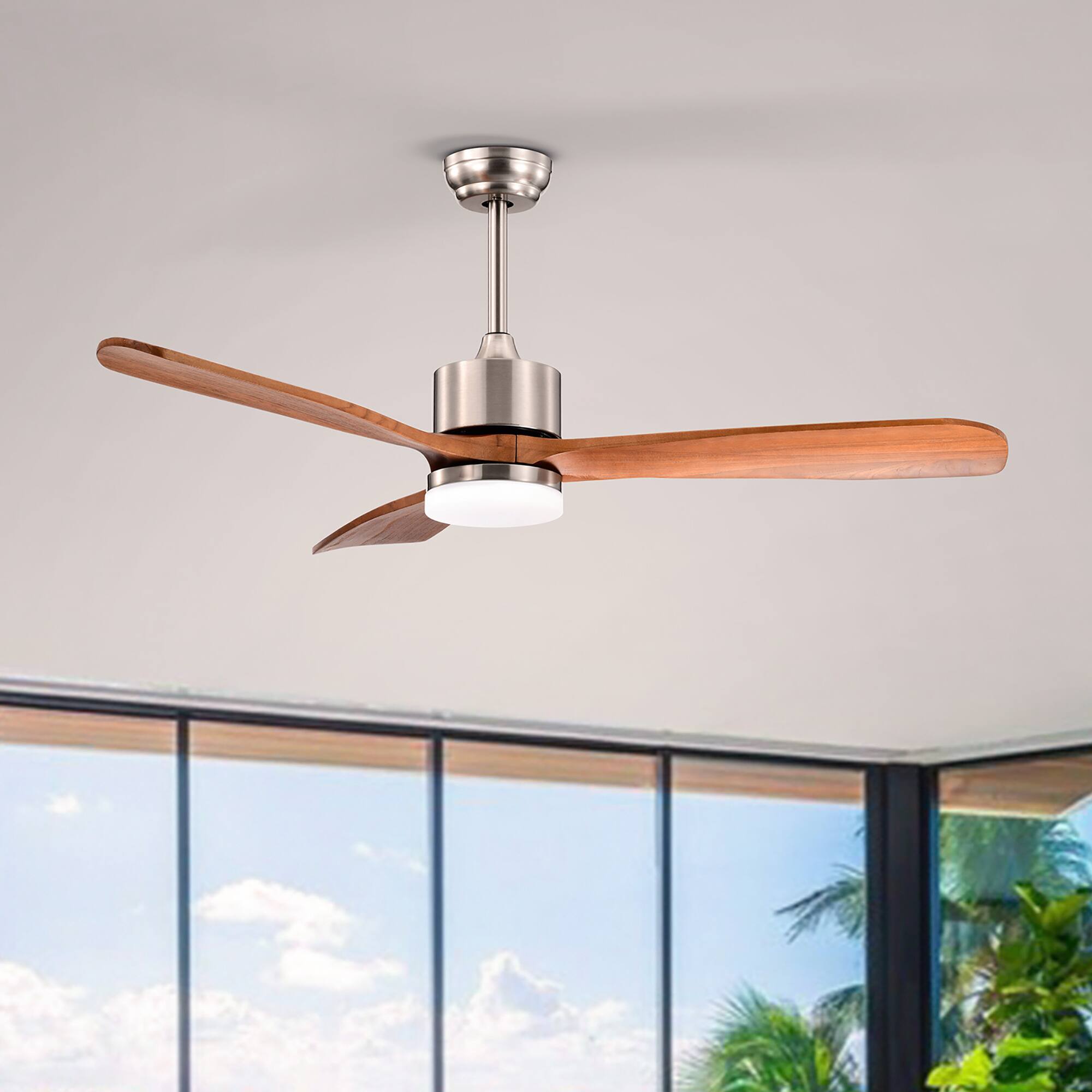 Alt View 2. Costway - Costway 52" Ceiling Fan with LED Light Reversible Ceiling Fan w/ Adjustable Temperature - Silver + Walnut.