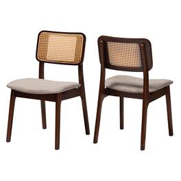 Baxton Studio - Dannon Mid-Century Modern Fabric and Finished Wood 2-Piece Dining Chair Set - Grey/Walnut Brown/Light Brown