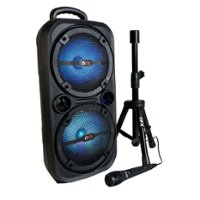QFX - 2 x 8" BT Recharge Speaker with Microphone & Stand - Black - Front_Zoom