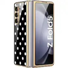 Front. SaharaCase - Marble Series Case for Samsung Galaxy Z Fold5 - Black/White.