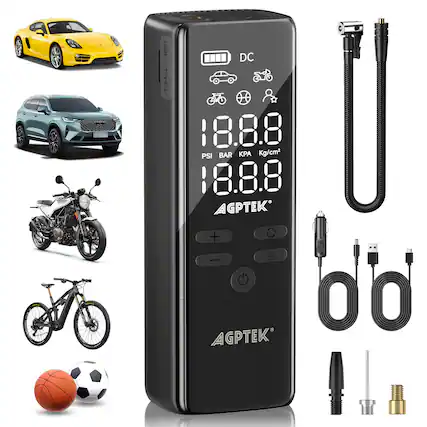 USB TYPE-C DC 18.8.8 18.8.8 PSI AGPTEK BAR Kg/cm2 I + - 00 AGPTEK