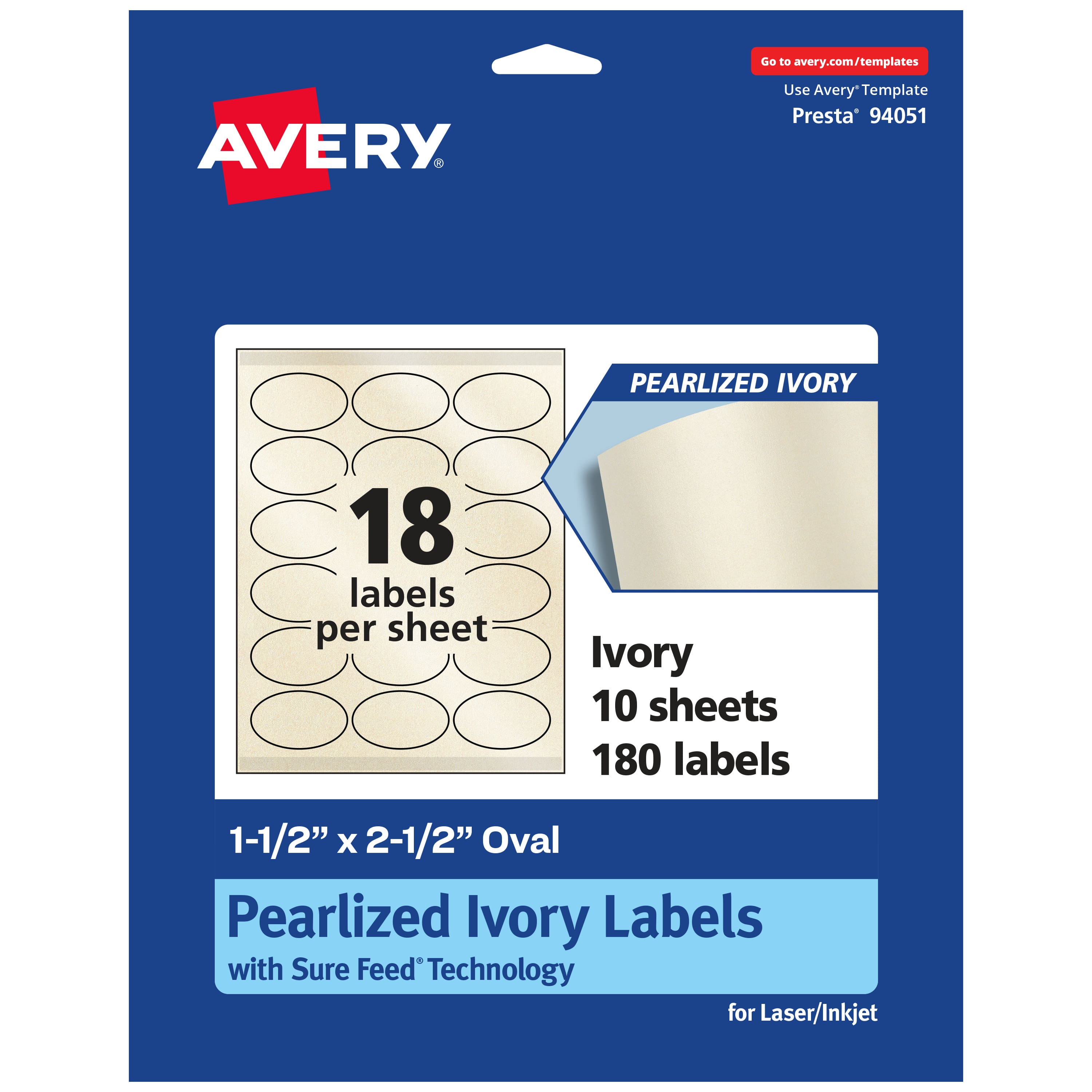 "Avery - Pearlized Ivory Oval Labels, 1.5"" x 2.5"", 180ct - White" price history on PriceWatchPro