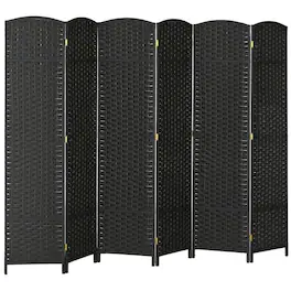 PULUZ - Folding Room Divider Screen 6 Panel 5.6 ' Tall Privacy Screen Freestanding Room Partition for Home Office - Black