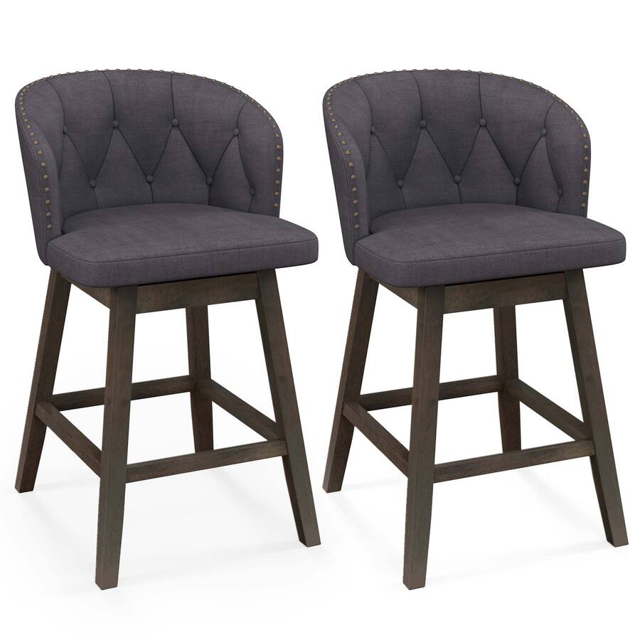 Stools Costway 2 PCS Counter Height Bar Stools Fabric Upholstered Island ...
