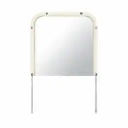 RYHNUYNE - LED Dresser Mirror, Large Rounded Edges, Impact Resistant Glass, Contemporary Bedroom Vanity - Beige