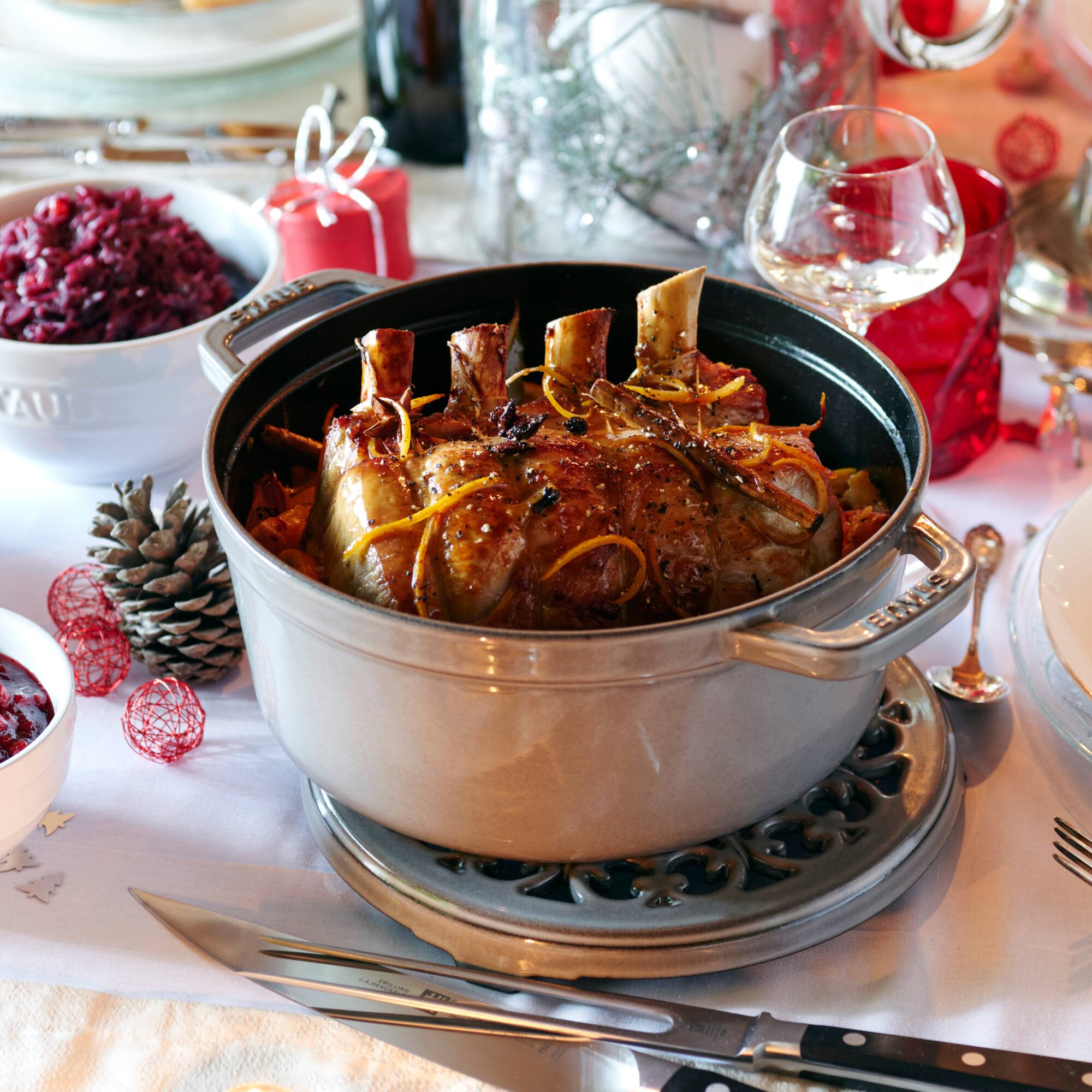 Alt View 4. Staub - Staub Cast Iron 7-qt Round Cocotte - Graphite Grey - Graphite Grey.