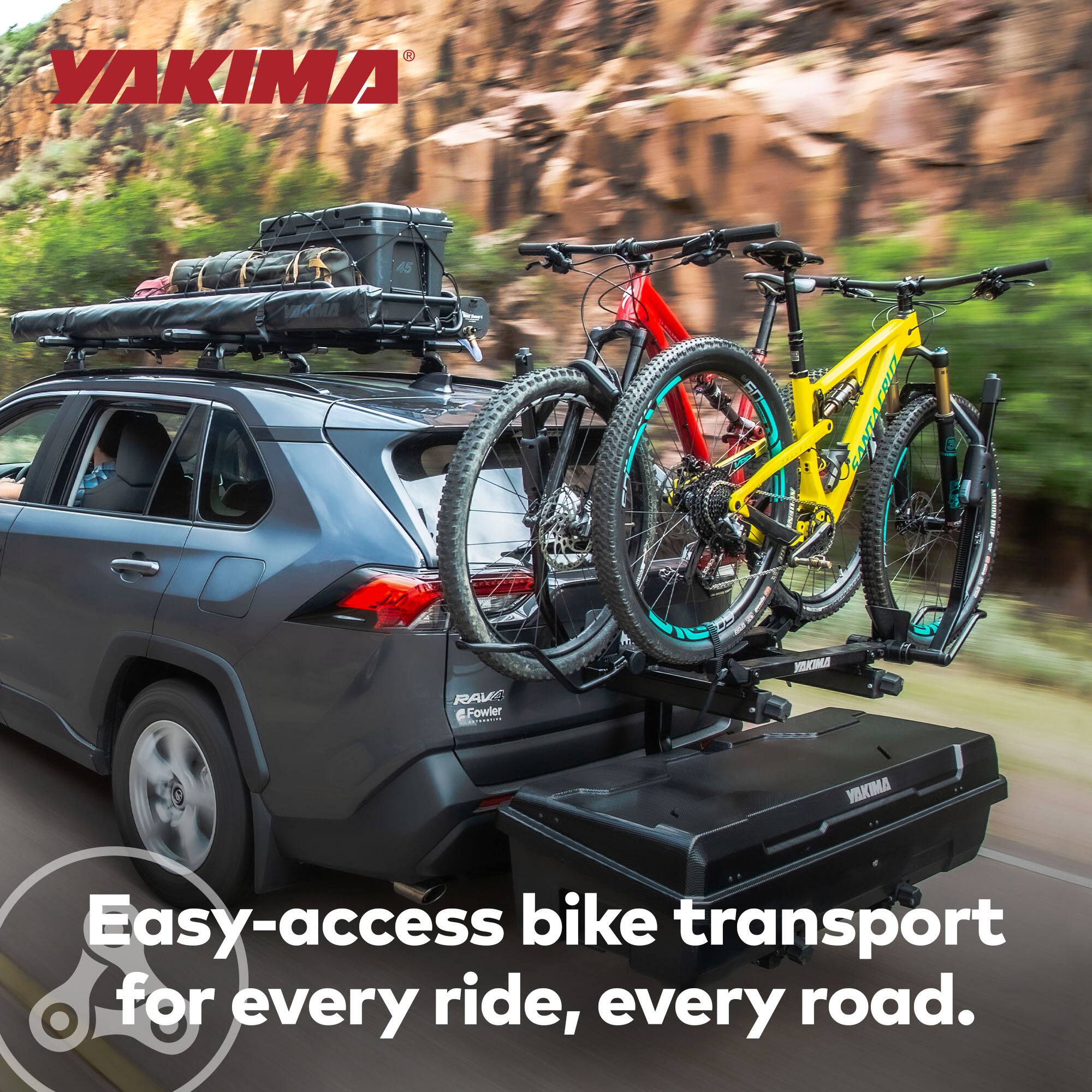 YAKIMA COLP EANTACRI SANTA 18 2 RALS C Fowler  
Easy-access bike transport for every ride, every road.