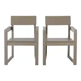 WestinTrends - Paloma Modern HDPE Outdoor Patio Dining Arm Chairs (Set of 2) - Weathered Wood