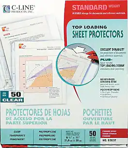 C-line - Standard Weight Sheet Protectors, 11" x 8-1/2", 50/Box - Clear