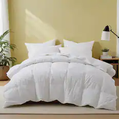 Front. Peace Nest - Peace Nest All Season 100% Cotton White Goose Feather Down Comforter Duvet Insert, Full/Queen - White.
