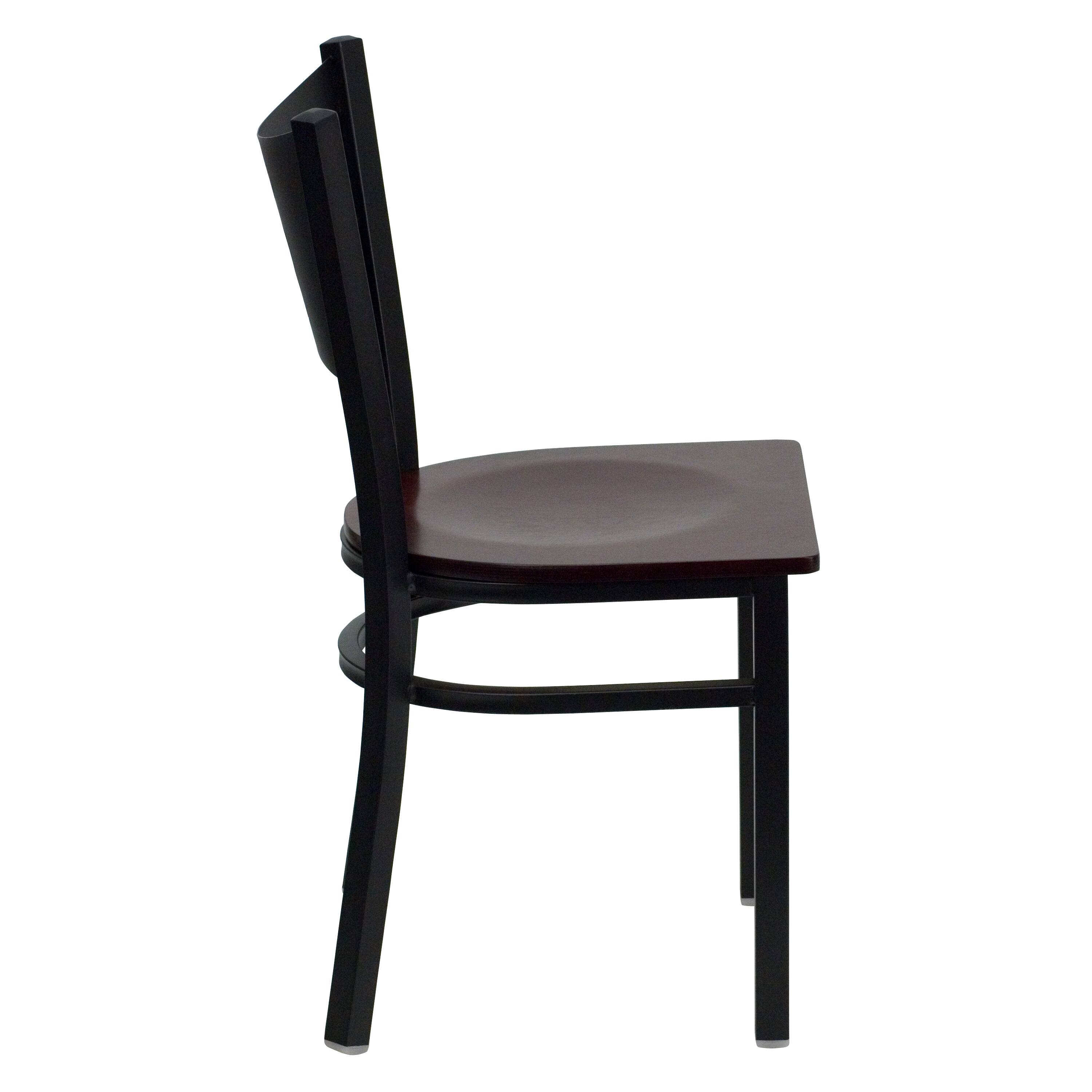 Alt View 4. Emma + Oliver - Coffee Back Metal Restaurant Dining Chair - Mahogany Wood Seat/Black Metal Frame.