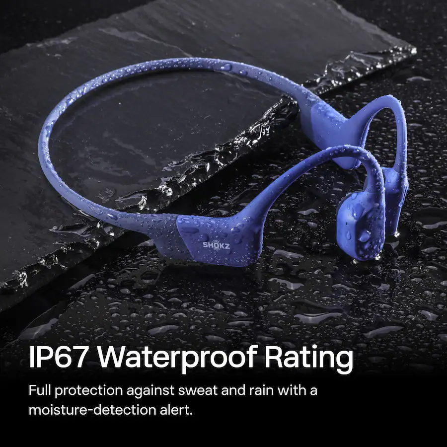 Shokz OpenRun Bone Conduction Open Ear Endurance Headphones Blue