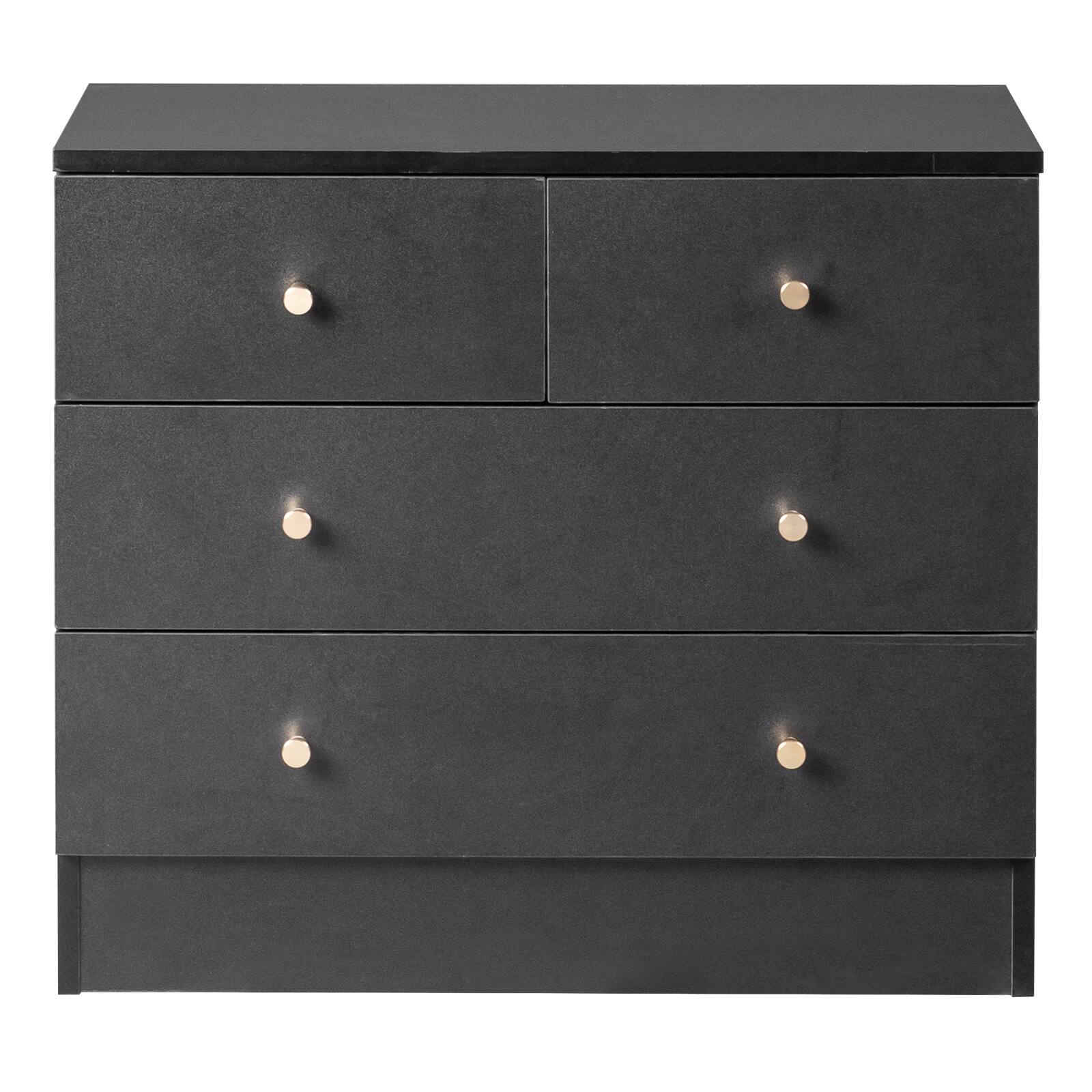 Alt View 5. Kadyn - 4 Drawer Dresser with Gold Handle, Nursery Dresser Chest Of Drawers Organizer - Black.